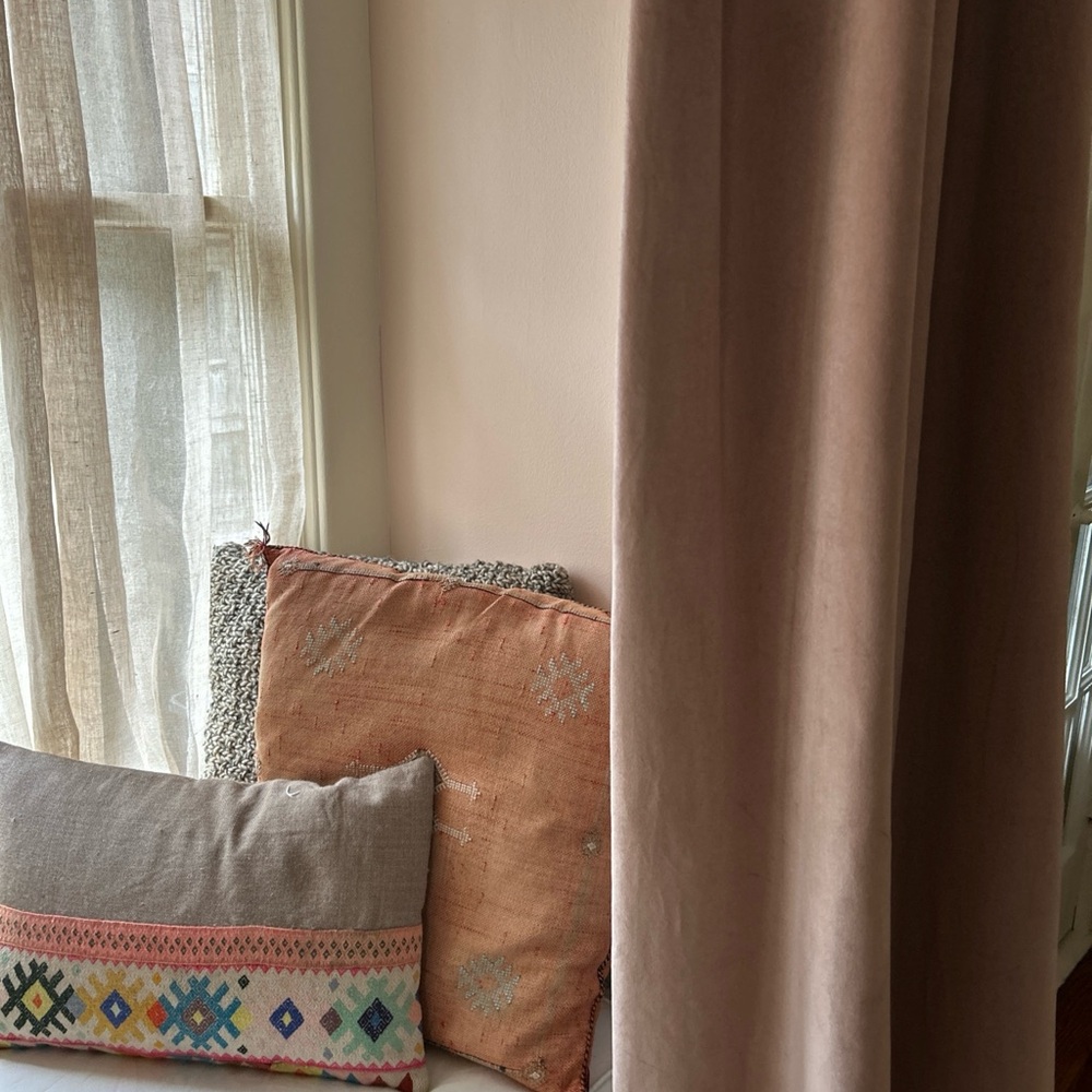 Velvet Twill Blackout Curtain  50" X 108 color blush pale pink cotton - Picture 6 of 7